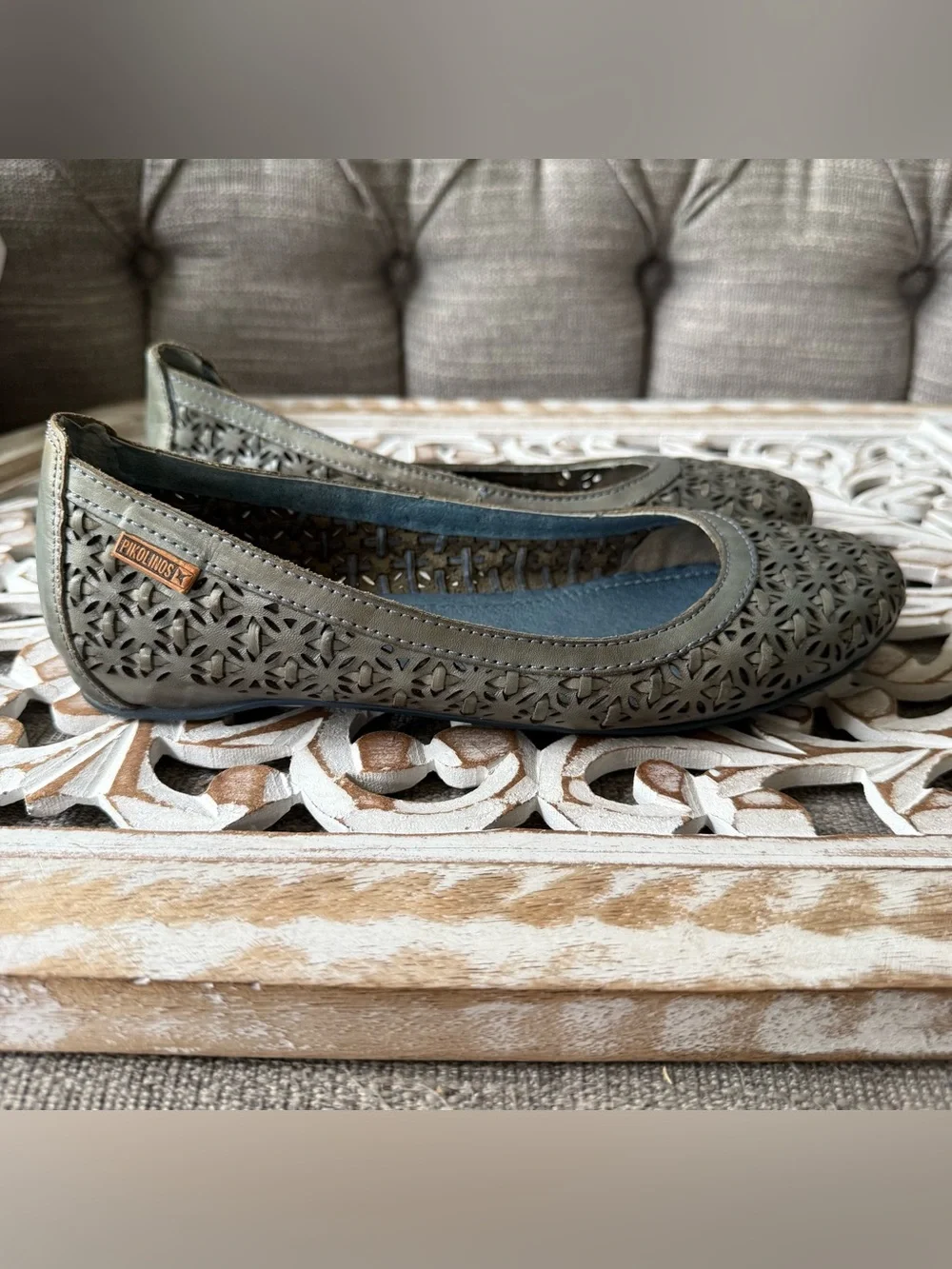 PIKOLINOS Laser-Cut Leather Ballet Flats Shoes Women’s 38 8